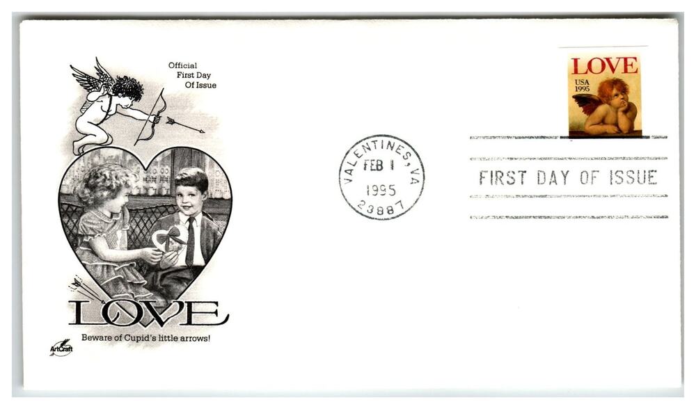 Scott #2960 Love Cherub 1995 First Day Cover FDC Artcraft Valentines VA